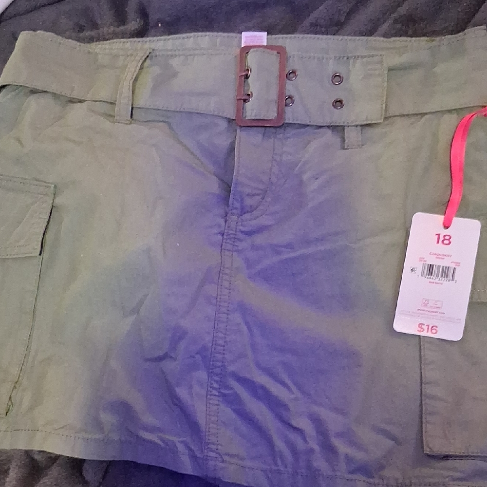 Justice Olive Cargo Skirt with Belt
